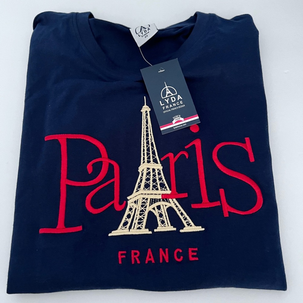 NWT Paris France Size Small Navy Tshirt Eiffel Tower
